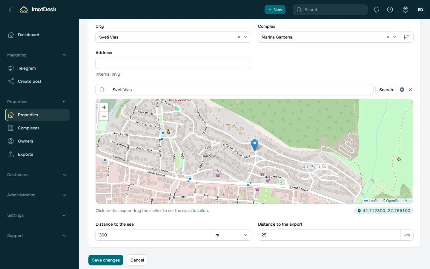 Set the location with one click
